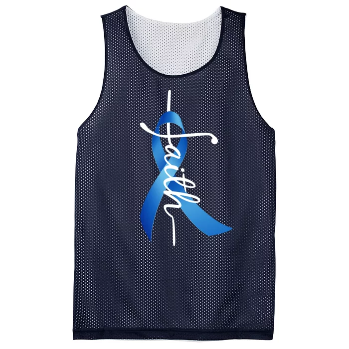 Faith Colon Cancer Cross Ribbon Mesh Reversible Basketball Jersey Tank