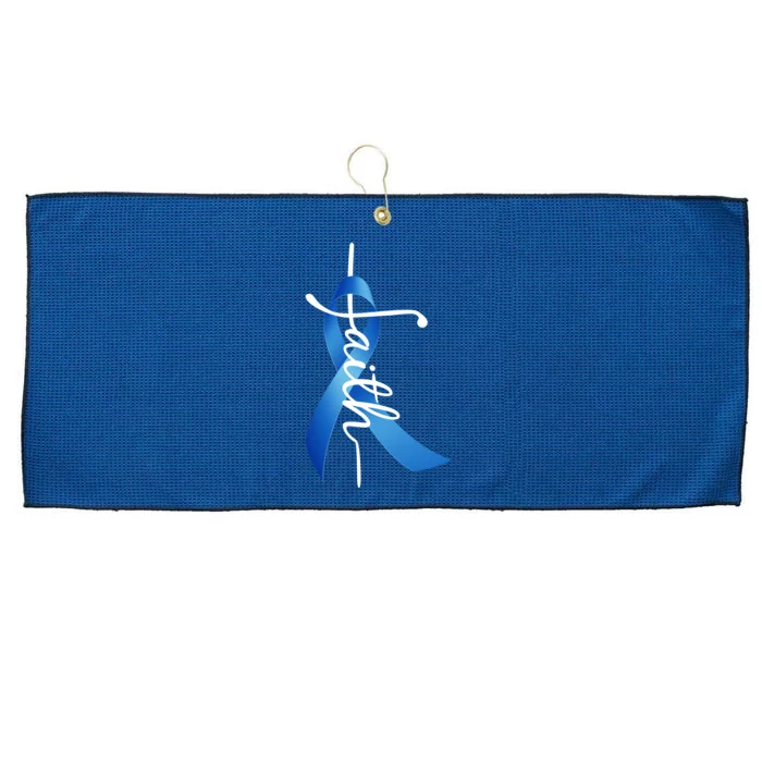 Faith Colon Cancer Cross Ribbon Large Microfiber Waffle Golf Towel