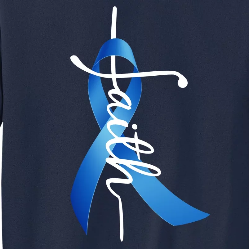 Faith Colon Cancer Cross Ribbon Tall Sweatshirt