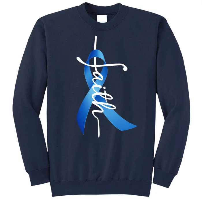 Faith Colon Cancer Cross Ribbon Tall Sweatshirt