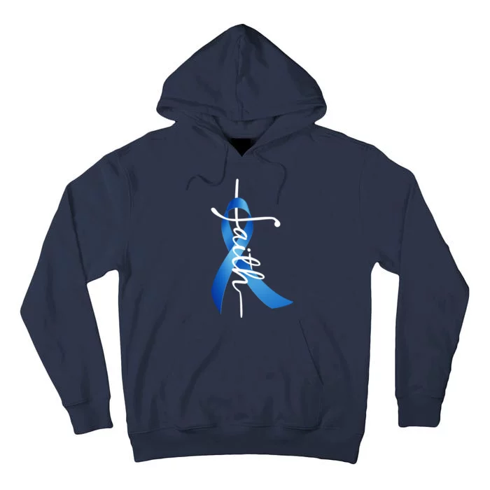 Faith Colon Cancer Cross Ribbon Tall Hoodie