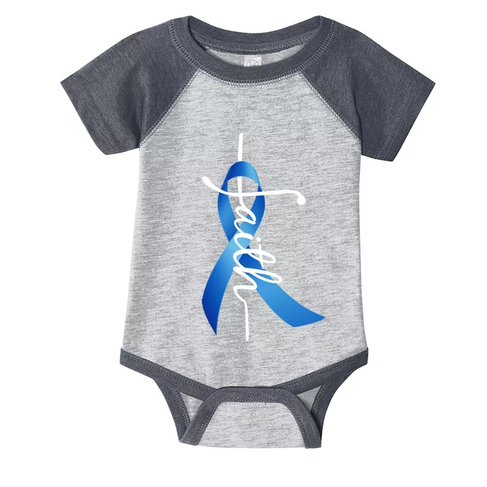 Faith Colon Cancer Cross Ribbon Infant Baby Jersey Bodysuit