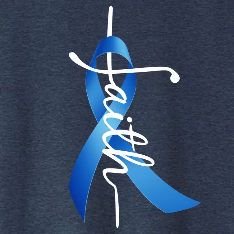 Faith Colon Cancer Cross Ribbon Women's Crop Top Tee