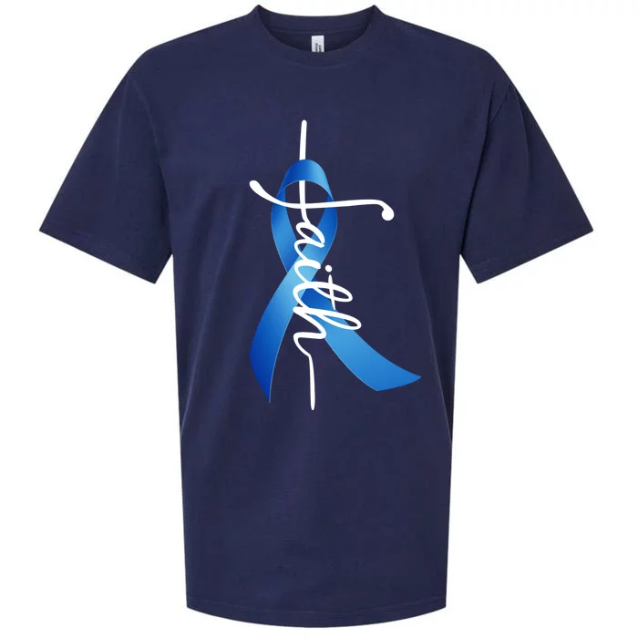 Faith Colon Cancer Cross Ribbon Sueded Cloud Jersey T-Shirt