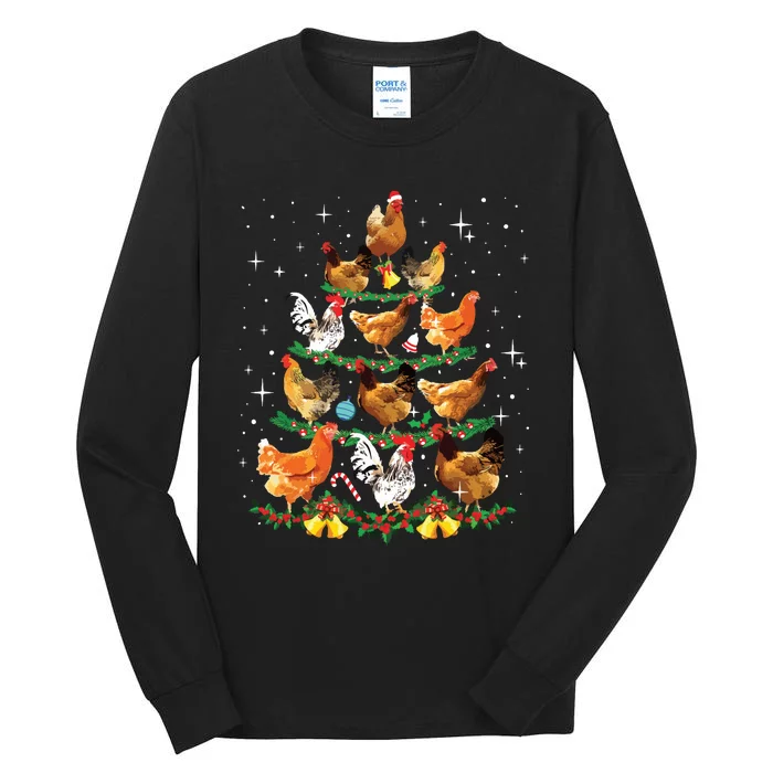 Funny Chickens Christmas Tree Ornament Decor Gift Tall Long Sleeve T-Shirt