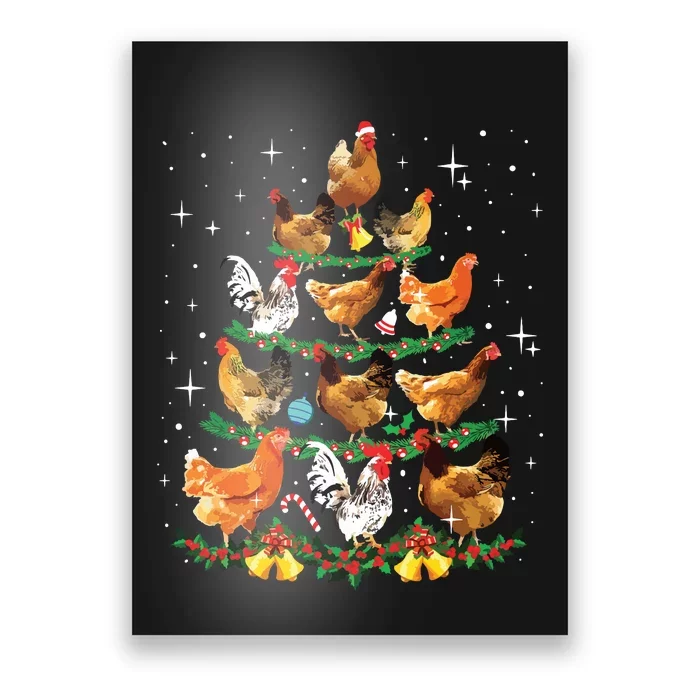 Funny Chickens Christmas Tree Ornament Decor Gift Poster