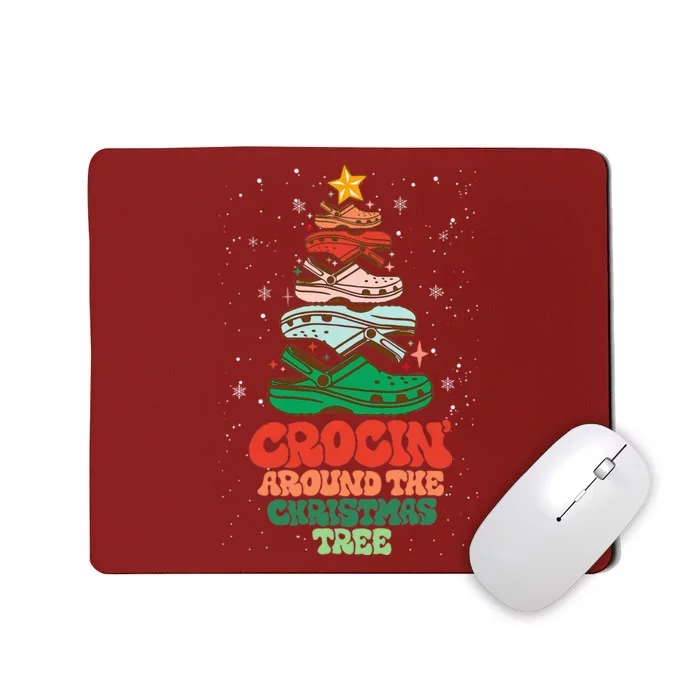 Funny Christmas Crocing Around The Christmas Tree Vintage Mousepad