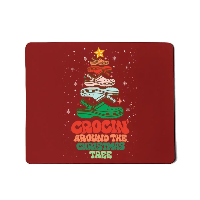 Funny Christmas Crocing Around The Christmas Tree Vintage Mousepad