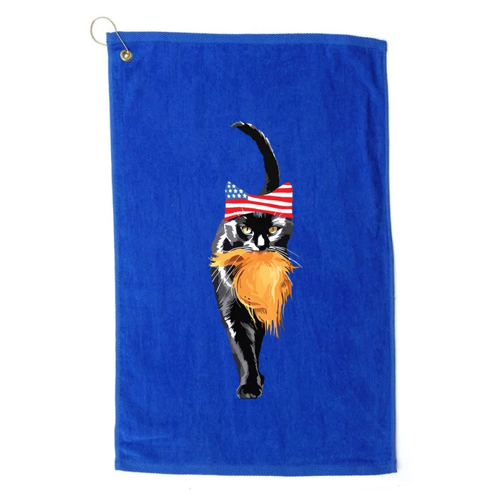 Funny Childless Cat Lady With Trump Hair Vote Kamala 2024 Platinum Collection Golf Towel