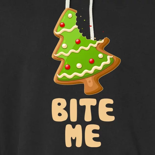 Funny Christmas Cookie Bite Me Garment-Dyed Fleece Hoodie