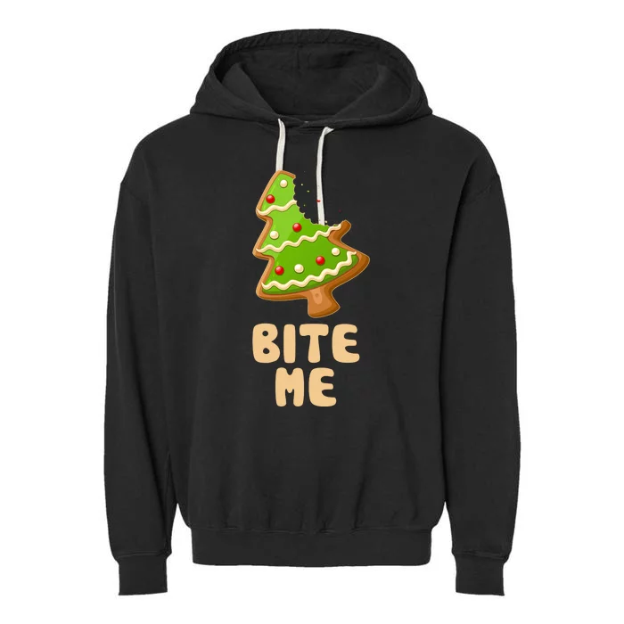 Funny Christmas Cookie Bite Me Garment-Dyed Fleece Hoodie