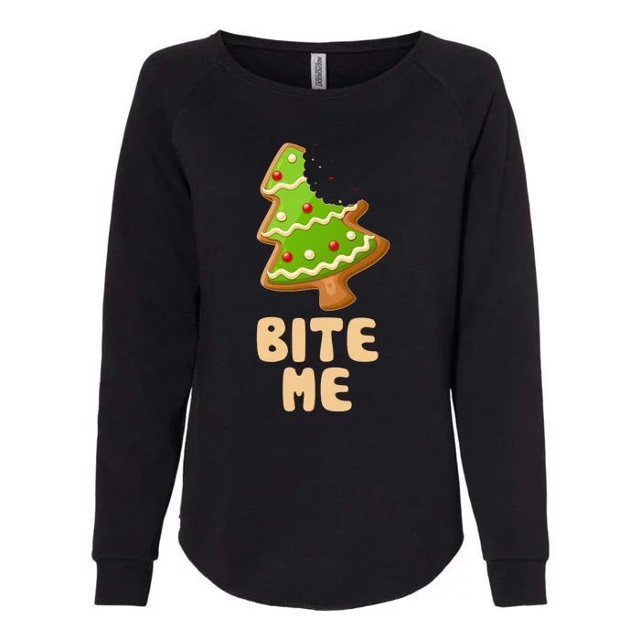 Funny Christmas Cookie Bite Me Womens California Wash Sweatshirt