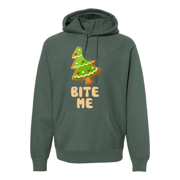 Funny Christmas Cookie Bite Me Premium Hoodie