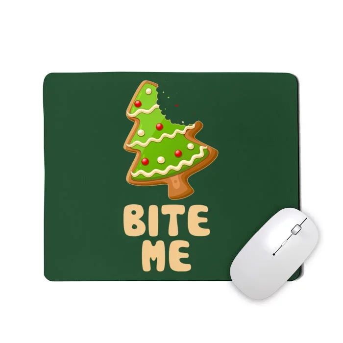 Funny Christmas Cookie Bite Me Mousepad