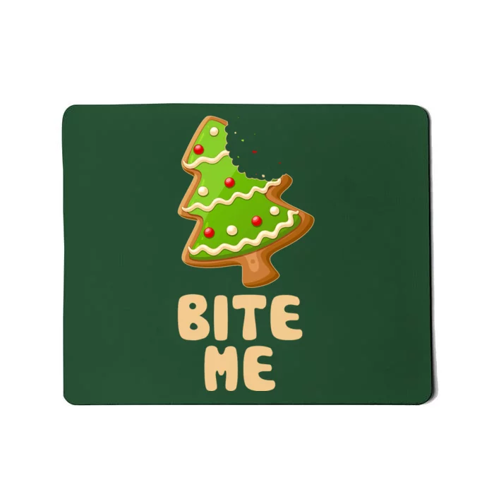 Funny Christmas Cookie Bite Me Mousepad