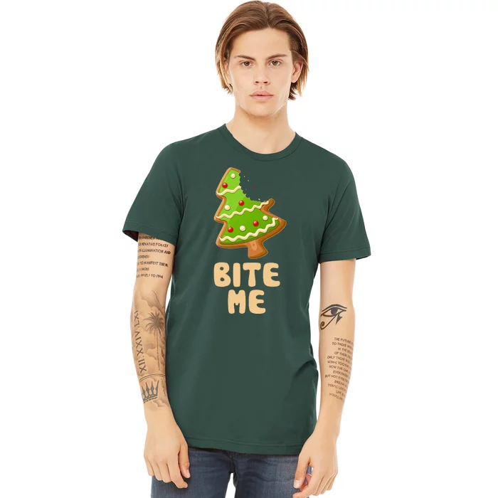 Funny Christmas Cookie Bite Me Premium T-Shirt