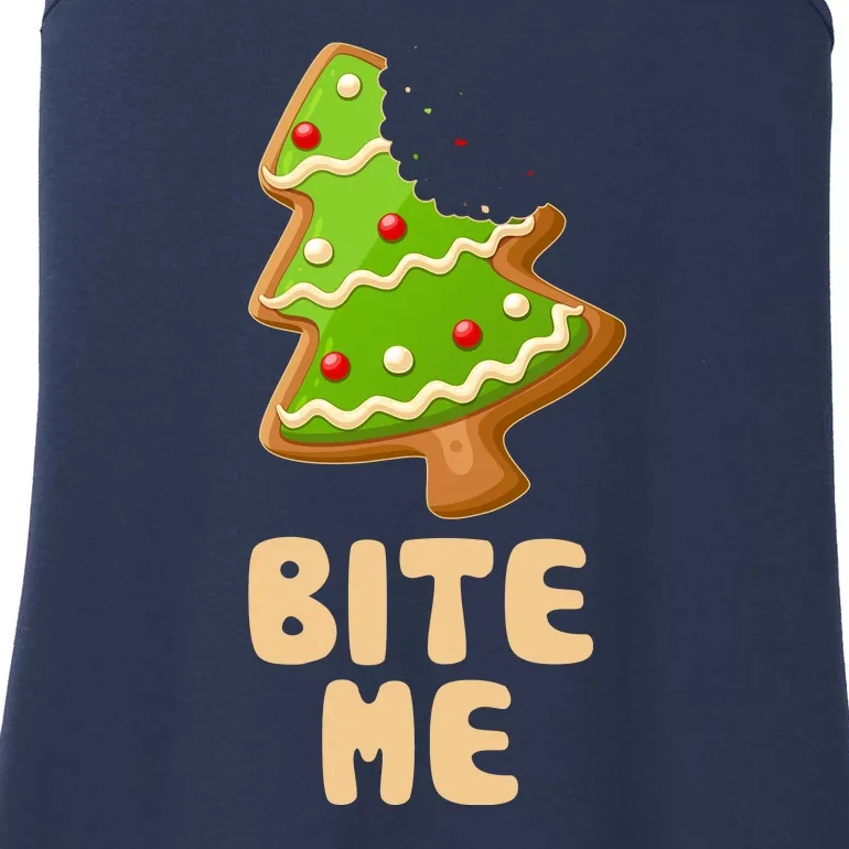 Funny Christmas Cookie Bite Me Ladies Essential Tank