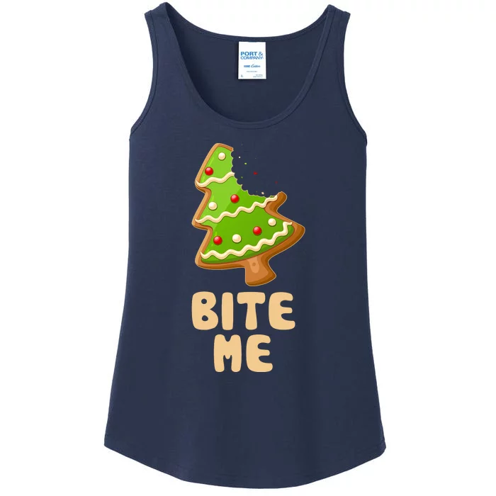 Funny Christmas Cookie Bite Me Ladies Essential Tank