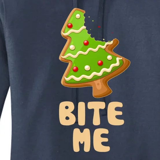 Funny Christmas Cookie Bite Me Women's Pullover Hoodie