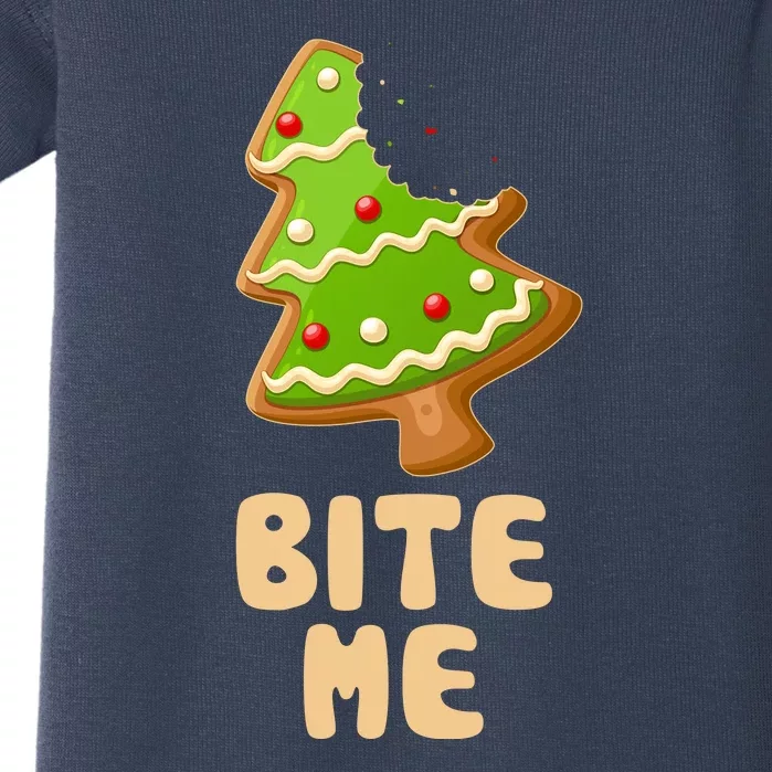 Funny Christmas Cookie Bite Me Baby Bodysuit