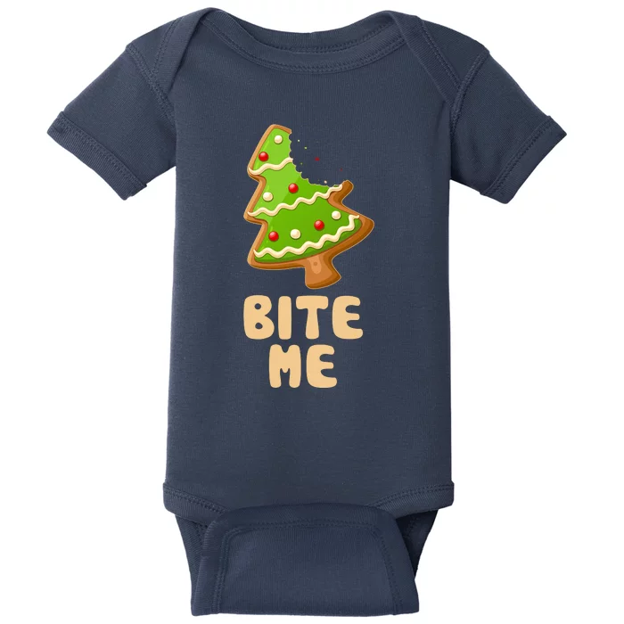 Funny Christmas Cookie Bite Me Baby Bodysuit