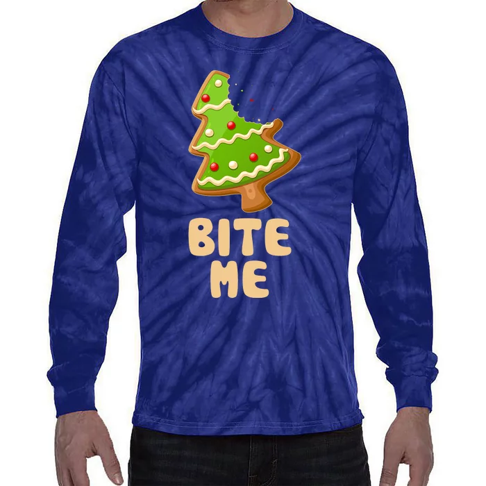 Funny Christmas Cookie Bite Me Tie-Dye Long Sleeve Shirt