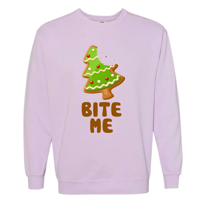 Funny Christmas Cookie Bite Me Garment-Dyed Sweatshirt