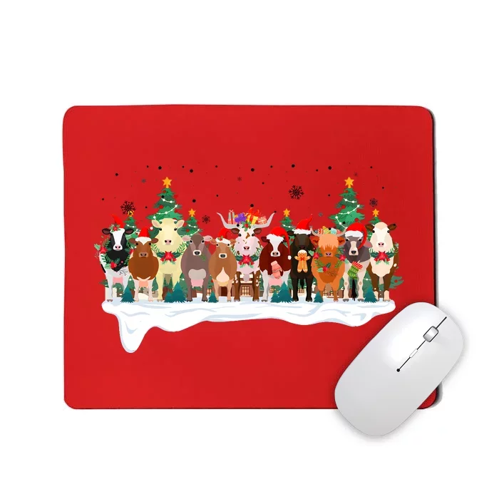 Funny Cow Christmas Xmas Holiday Season Mousepad