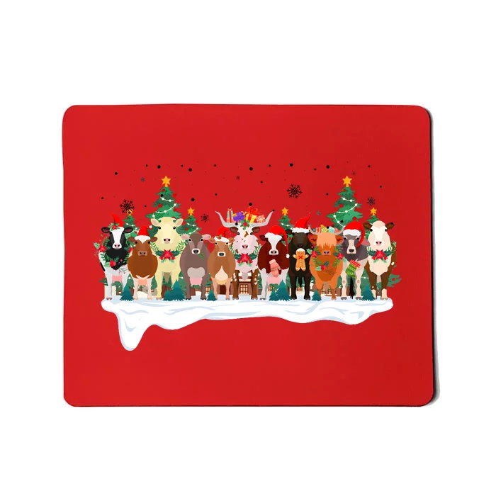 Funny Cow Christmas Xmas Holiday Season Mousepad