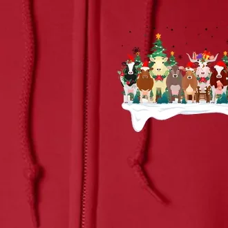 Funny Cow Christmas Xmas Holiday Season Full Zip Hoodie