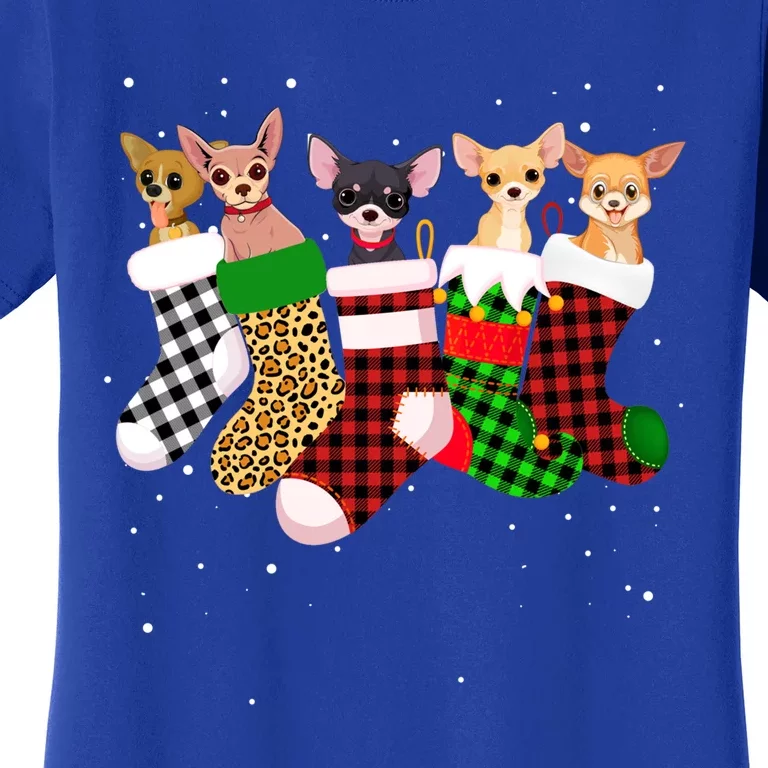 Funny Chihuahua Christmas Socks Costume Merry Xmas Dog Gift Women's T-Shirt