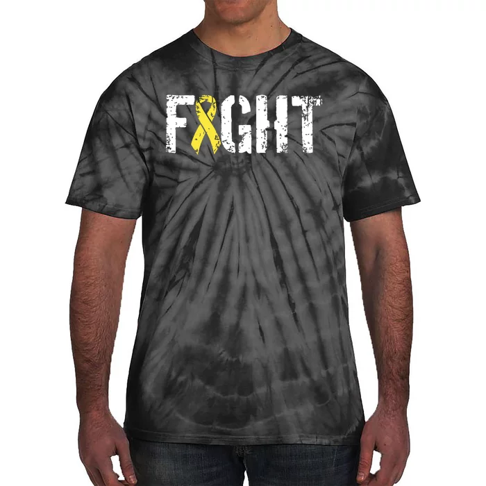 Fight Childhood Cancer Military Style Awareness Ribbon Tie-Dye T-Shirt