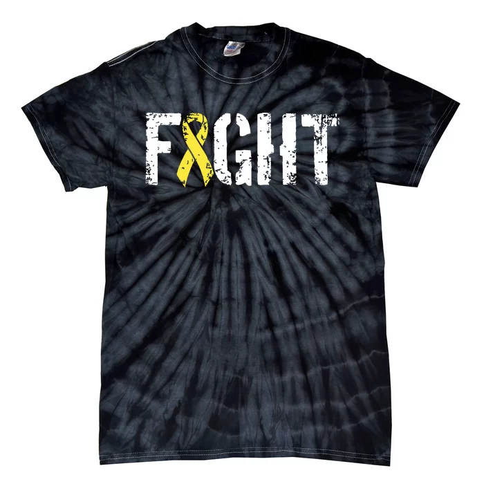 Fight Childhood Cancer Military Style Awareness Ribbon Tie-Dye T-Shirt