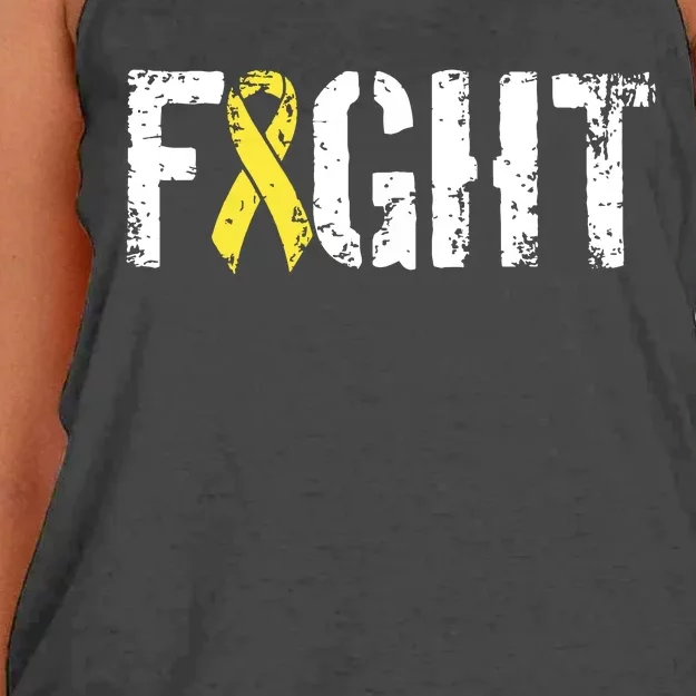 Fight Childhood Cancer Military Style Awareness Ribbon Women's Knotted Racerback Tank