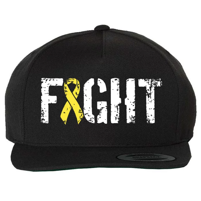 Fight Childhood Cancer Military Style Awareness Ribbon Wool Snapback Cap