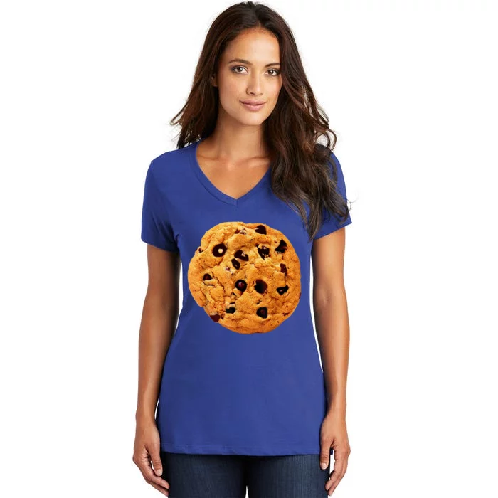 Funny Chocolate Chip Cookie Costume Gift Last Minute Lazy Party Gift Women's V-Neck T-Shirt