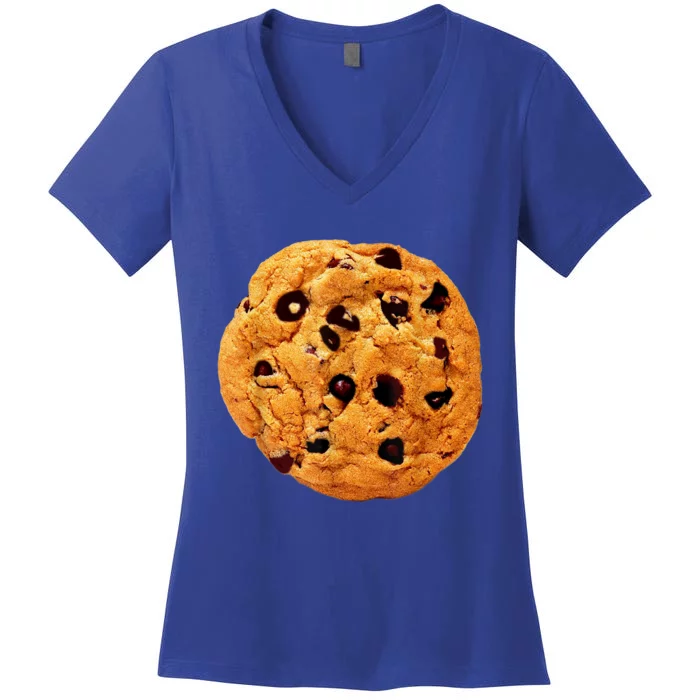 Funny Chocolate Chip Cookie Costume Gift Last Minute Lazy Party Gift Women's V-Neck T-Shirt