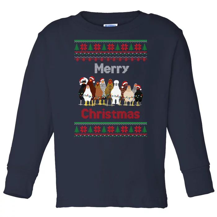 Funny Chicken Christmas Toddler Long Sleeve Shirt