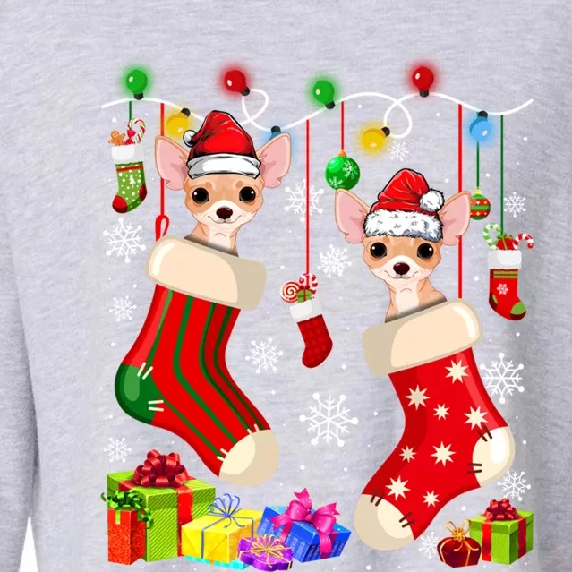 Funny Chihuahua Christmas Socks Xmas Dog Lover Gift Cropped Pullover Crew