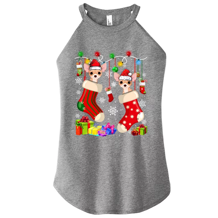 Funny Chihuahua Christmas Socks Xmas Dog Lover Gift Women’s Perfect Tri Rocker Tank