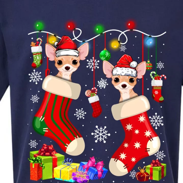 Funny Chihuahua Christmas Socks Xmas Dog Lover Gift Sueded Cloud Jersey T-Shirt