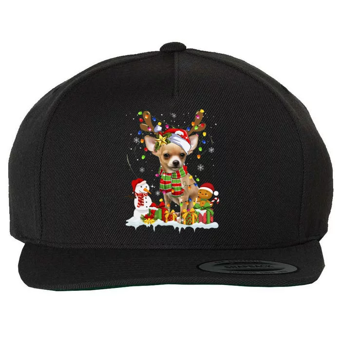 Funny Chihuahua Christmas Ugly Sweater Dog Santa Hat Lights Wool Snapback Cap