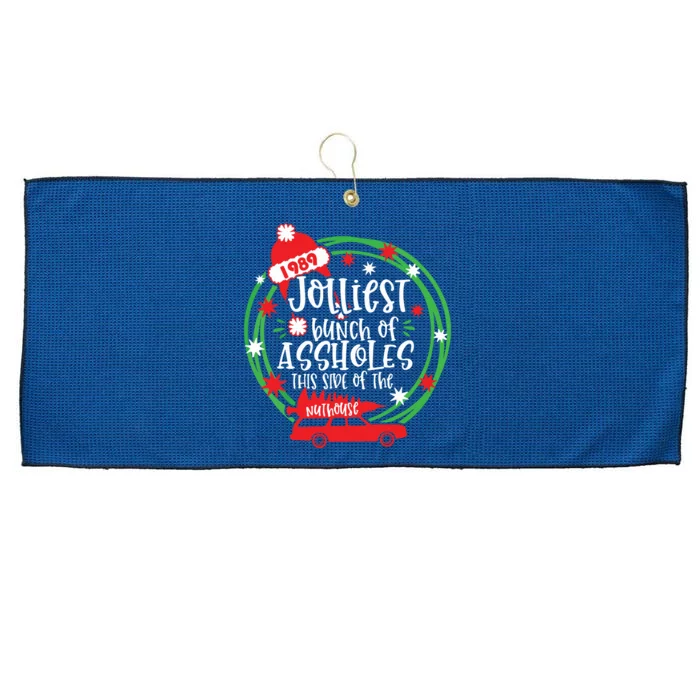 Funny Costume Christmas Tree Truck Jolliest Bunch Of Aholes Large Microfiber Waffle Golf Towel