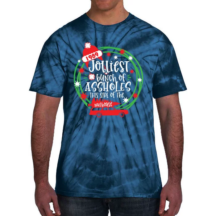 Funny Costume Christmas Tree Truck Jolliest Bunch Of Aholes Tie-Dye T-Shirt