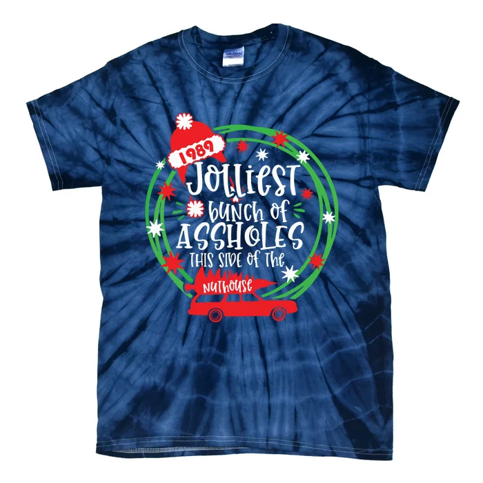 Funny Costume Christmas Tree Truck Jolliest Bunch Of Aholes Tie-Dye T-Shirt