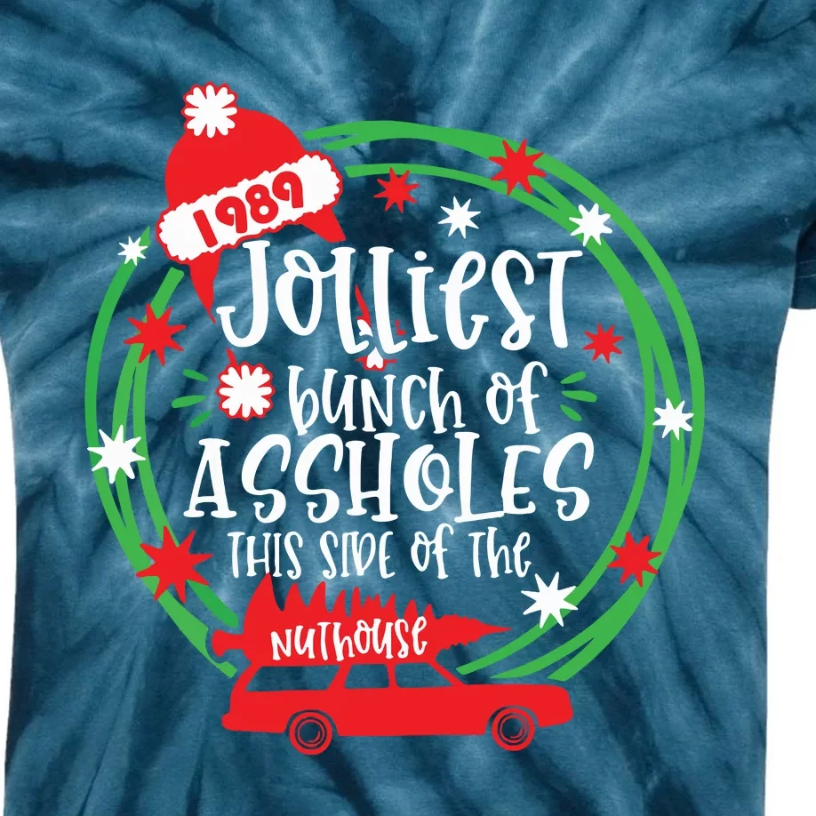 Funny Costume Christmas Tree Truck Jolliest Bunch Of Aholes Kids Tie-Dye T-Shirt