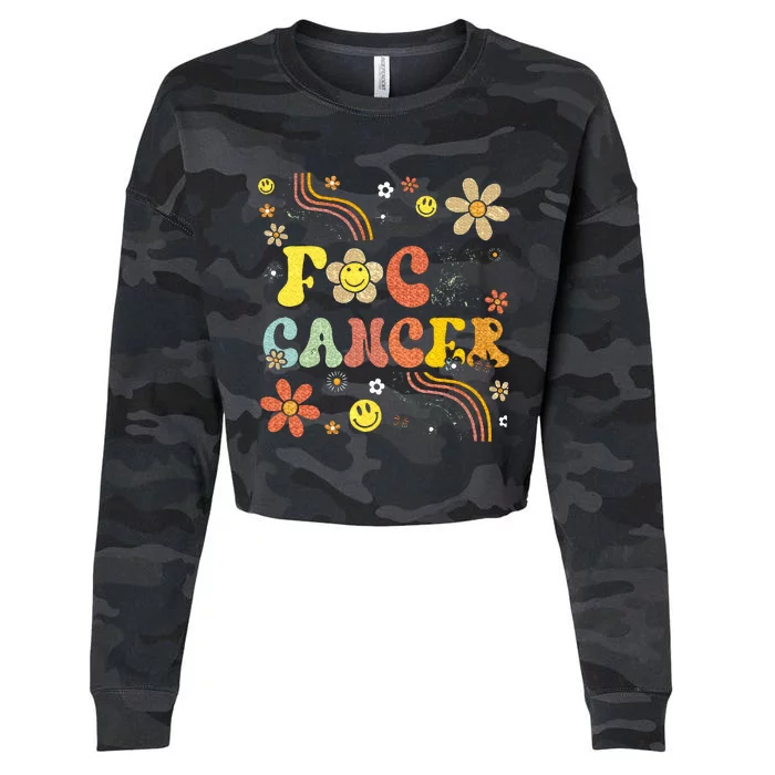 F Ck Cancer Groovy Cropped Pullover Crew