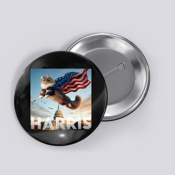 Funny Childless Cat Ladies For Harris 2024 Button