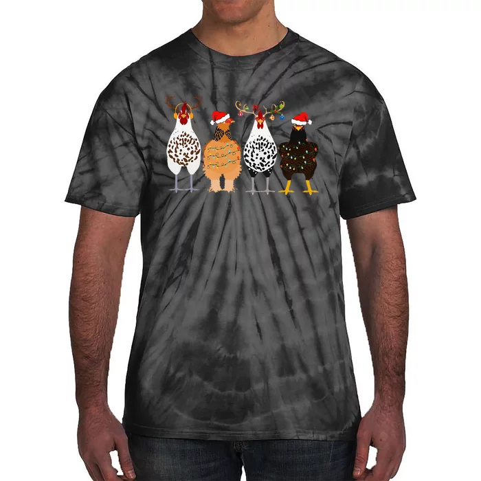 Funny Christmas Chicken Farm Animals Tie-Dye T-Shirt