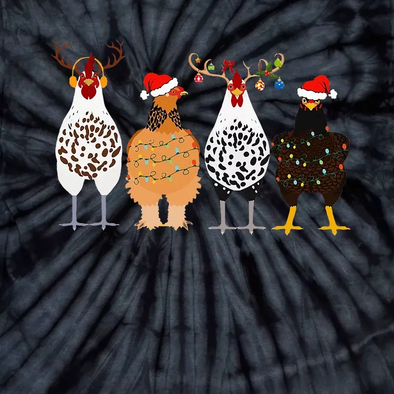 Funny Christmas Chicken Farm Animals Tie-Dye T-Shirt